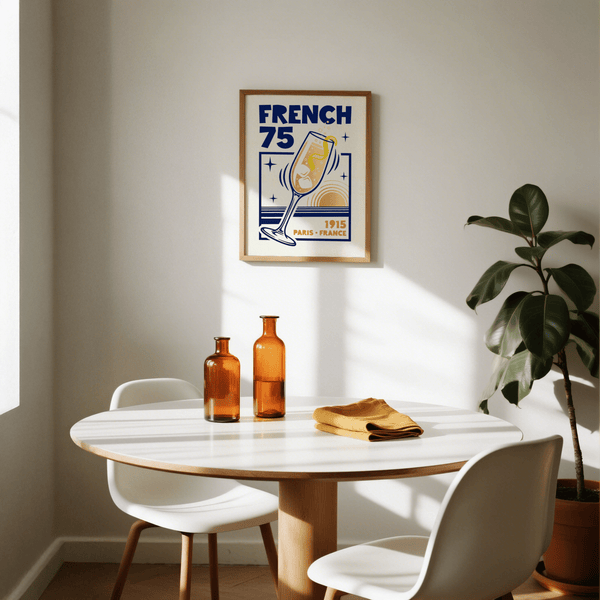 Stampa artistica French 75 con design ispirato a Parigi per decorare la cucina