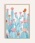 Stampa artistica Cactus in rosa e blu per decorare le pareti del soggiorno