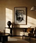 Zen Home Decor decorazione murale con stampa del volto di Buddha in bianco, grigio e nero per il corridoio