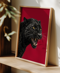 Dramatic Wildlife Wall Art print in red and black for creative studio