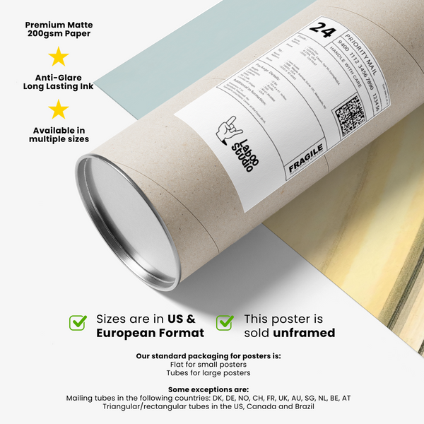 Saturn Art Print in subtle Beige and Yellow, lovely for den wall art