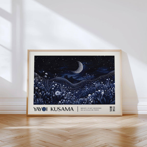 Quadro notturno con elementi celesti e botanici