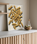 Stampa artistica Fusilli Pasta in beige e giallo per un design accogliente della cucina