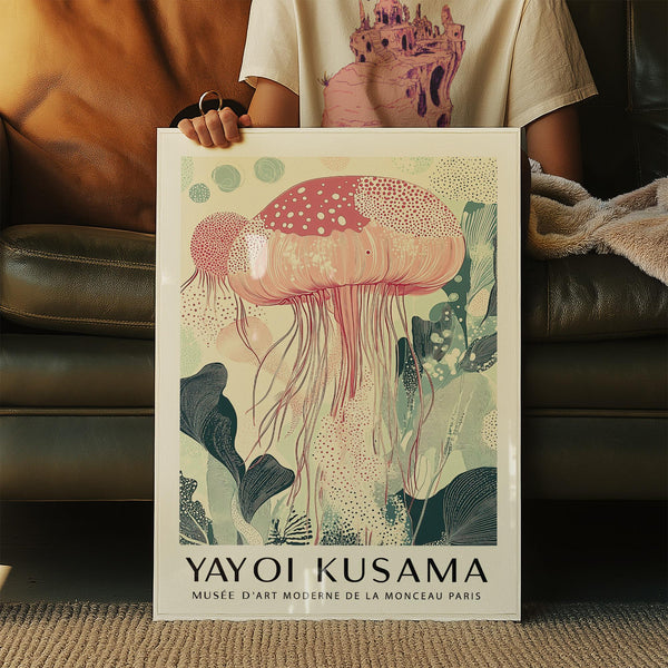 Minimalist Sea Animal Wall Art with coral forms and jellyfish detail.