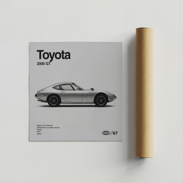 Stampa artistica vintage che mette in risalto un'auto retrò in grigio, decorazione per soggiorno