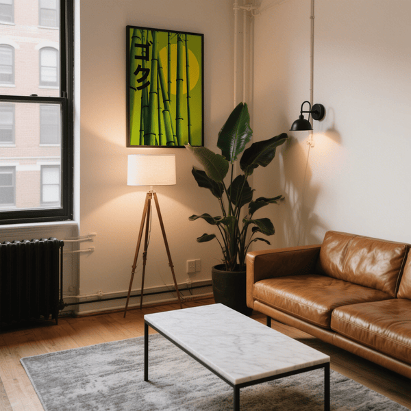 Hallway accent wall art Green Bamboo Print, green shade art print