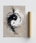 Astratto Yin Yang Art con bianco e nero per la stampa dello spazio di meditazione