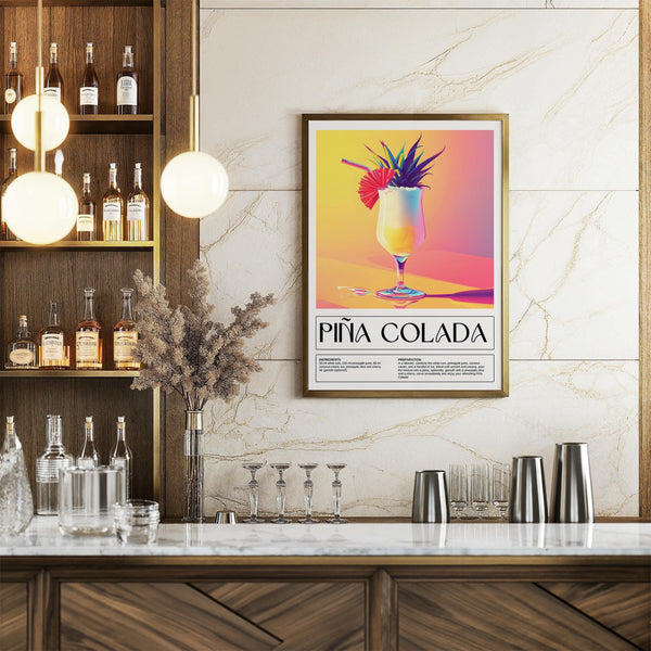 Poster vivace con Piña Colada, ideale per decorare le pareti con un tema estivo