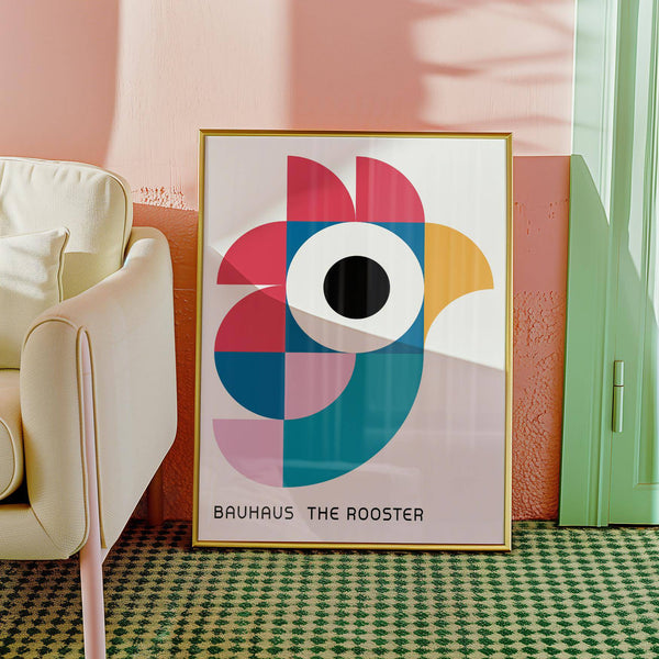 Allegra decorazione da parete con gallo per la cameretta dei bambini in stile geometrico