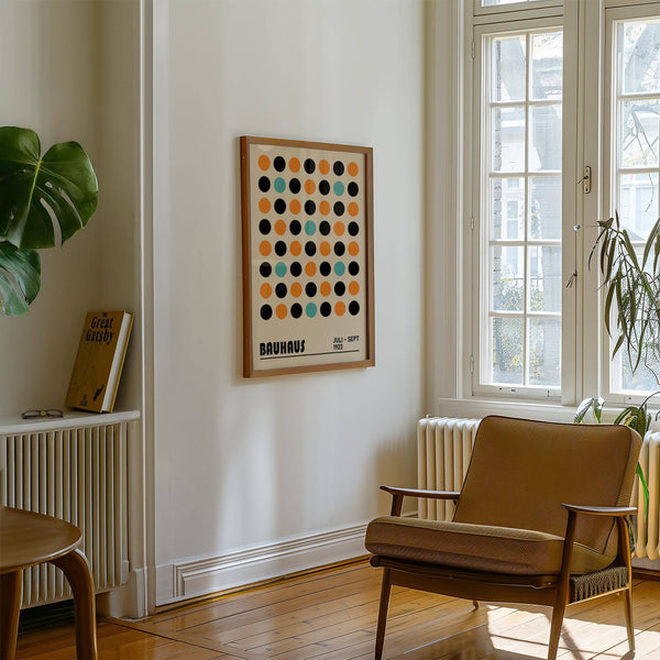 Stampa geometrica astratta a pois in colori vivaci