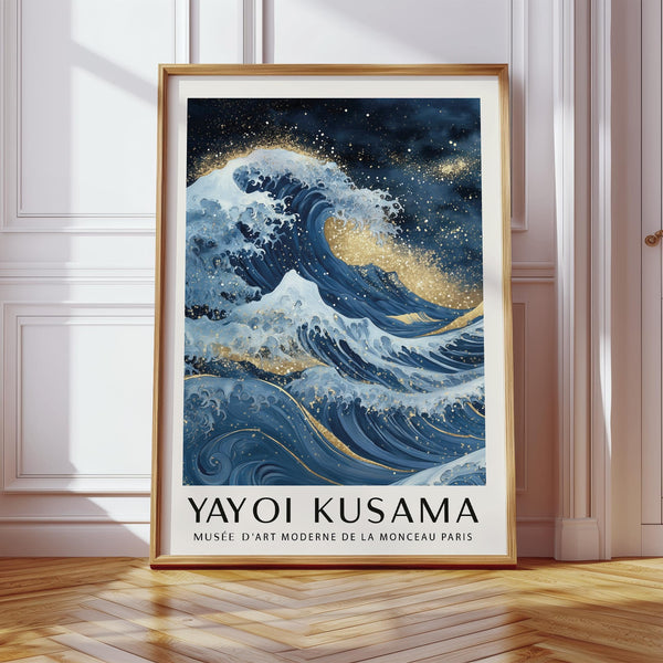 decorazioni murali blu oro per arredamenti Japandi e minimalisti