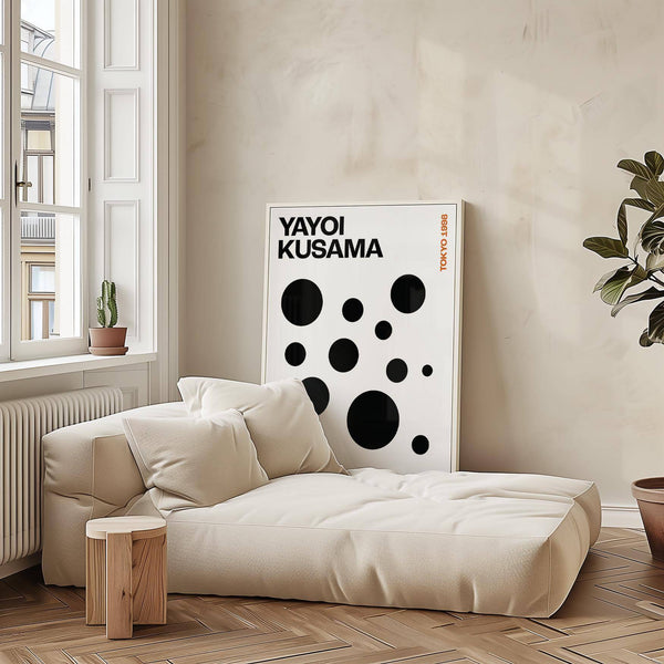 Elegante e minimalista, l'arte Polka Dots Yayoi Kusama è ideale per le pareti della camera da letto.