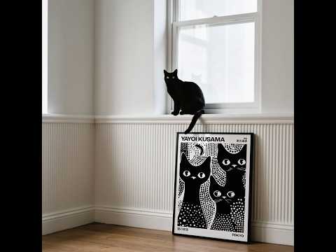 Amanti dei gatti - Decorazioni murali con gatti neri ispirate a Yayoi Kusama
